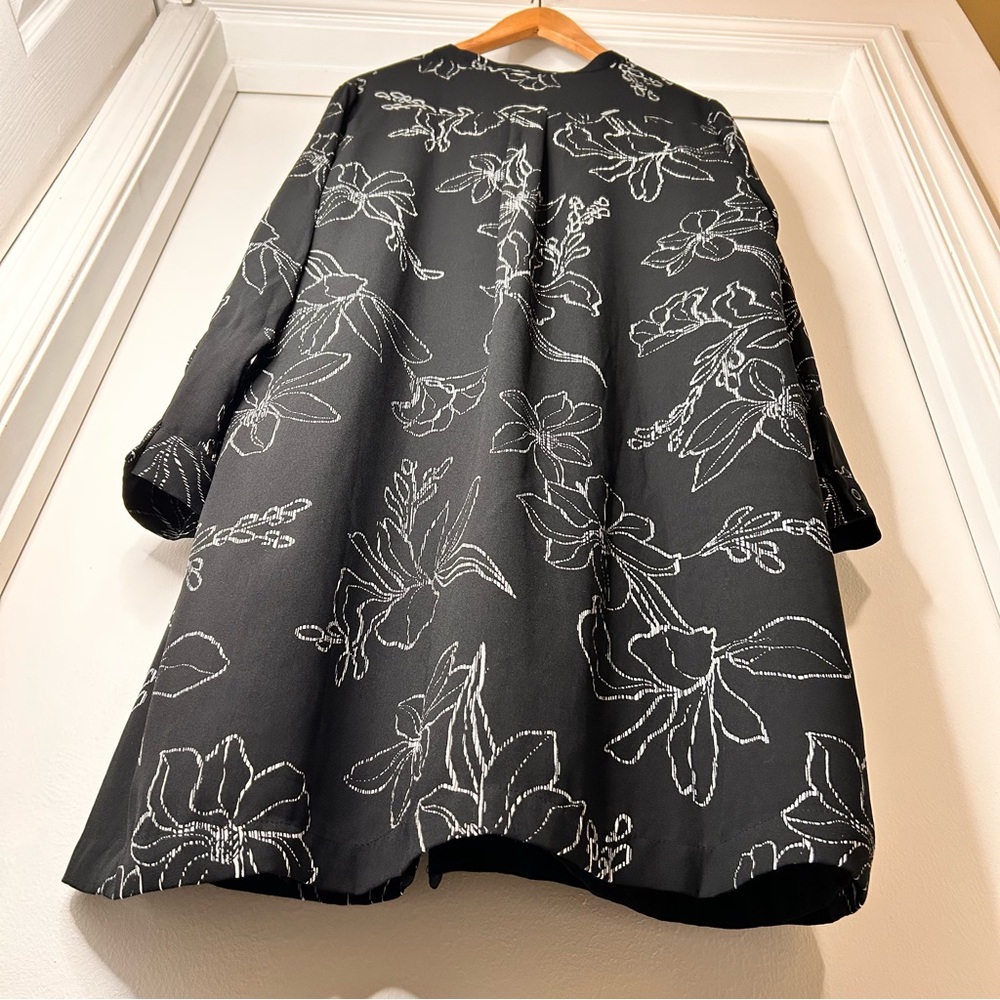 Apt. 9 Black & White Floral Pattern Button-Down Dress - Size XL - Picture 9 of 16